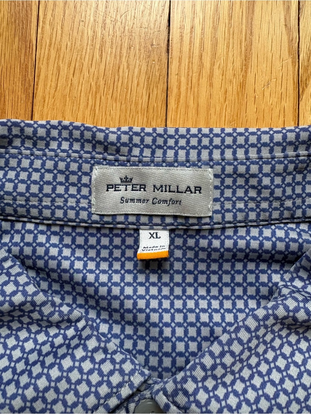 Peter Millar Summer Comfort Men’s Short Sleeve Polo Shirt XL Blue Gray Unique - Picture 2 of 3